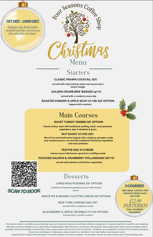 3 Courses Christmas Lunch - £22.99 per person