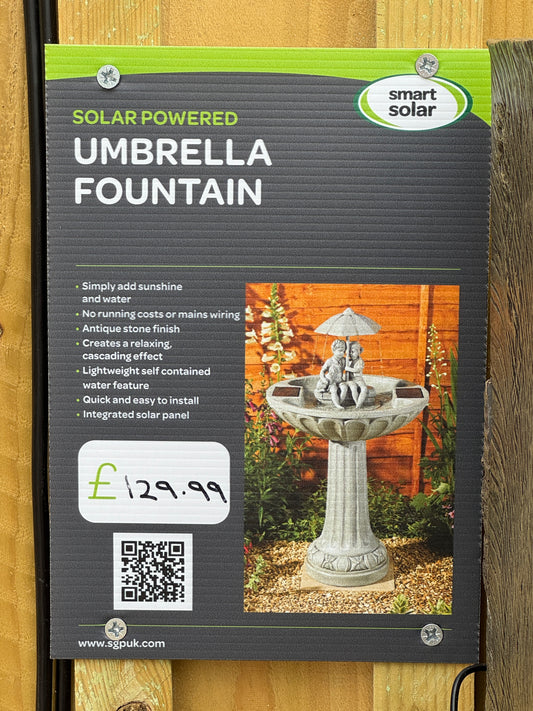 Solar Powered Umbrella - Water Feature