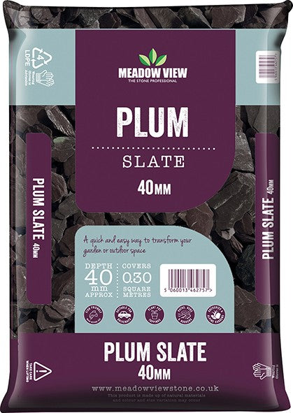 Plum Slate Chippings - 40mm - 20kg