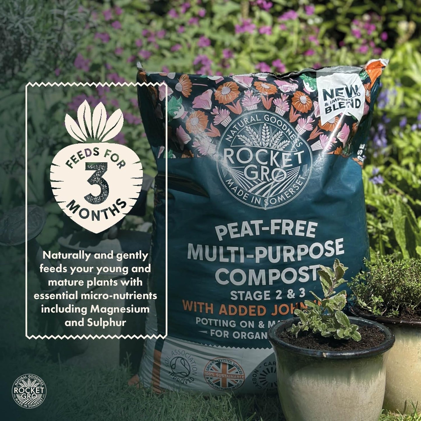 RocketGro Peat-Free Multi Purpose Stage 2 & 3 with JI - 40L