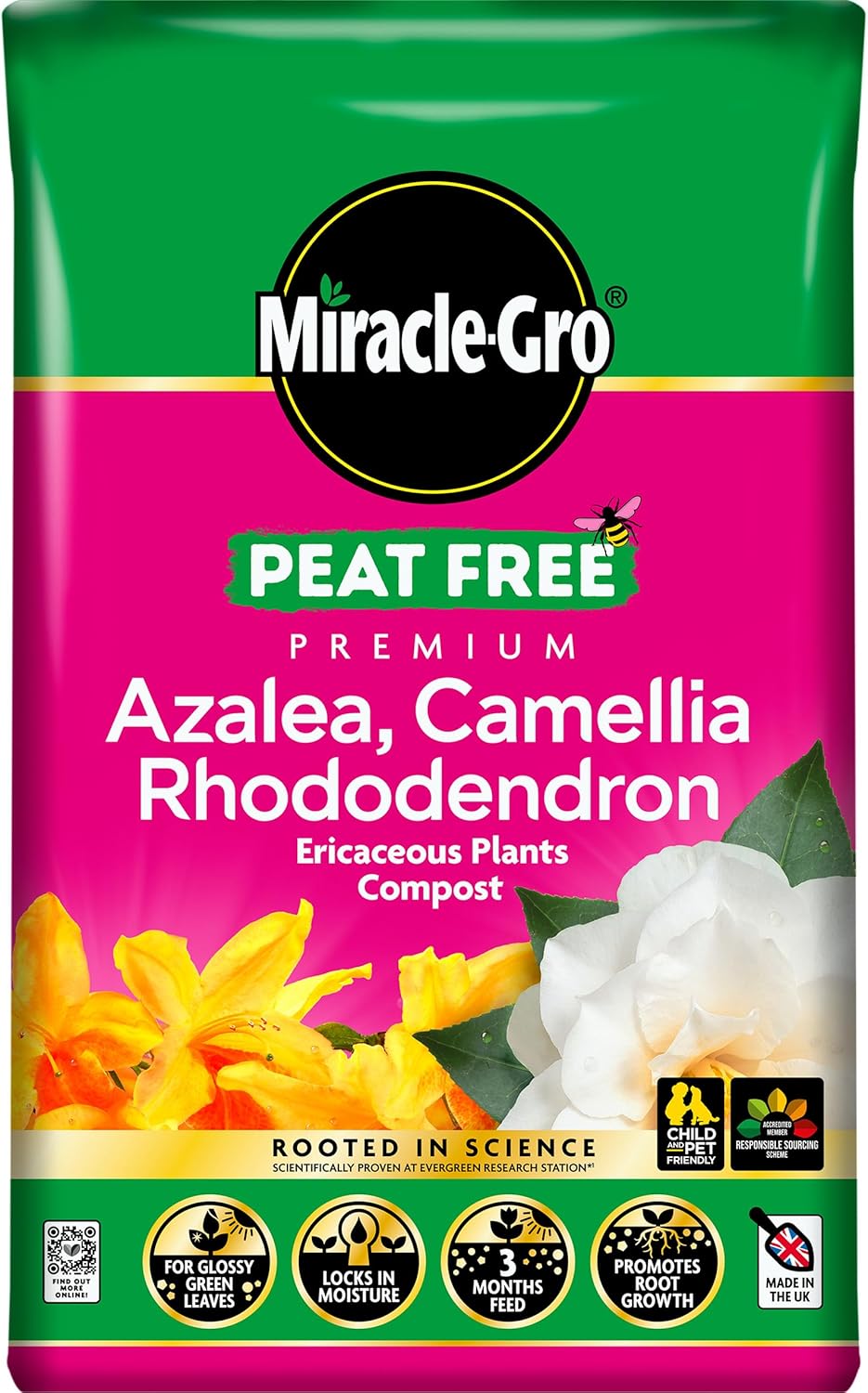 MiracleGro Peat-Free Azalea, Camellia, Rhododendron Ericaceous Compost - 40L