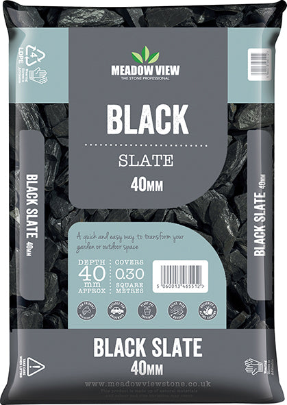 Black Slate Chippings - 40mm - 20kg