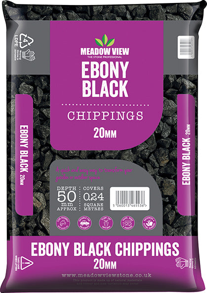 Ebony Black Chippings - 20mm - 20kg