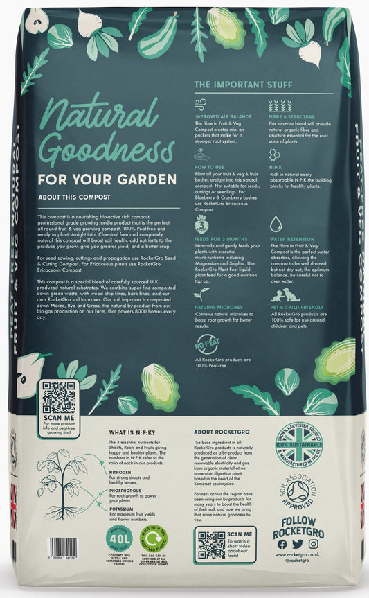RocketGro Peat-Free Fruit & Veg Compost - 40L