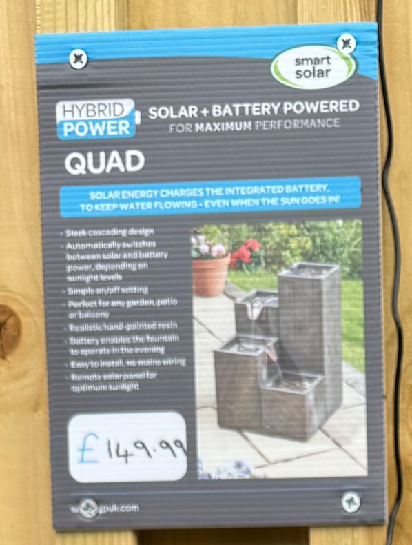 The Quad Battery and Solar Powered - Water Feature