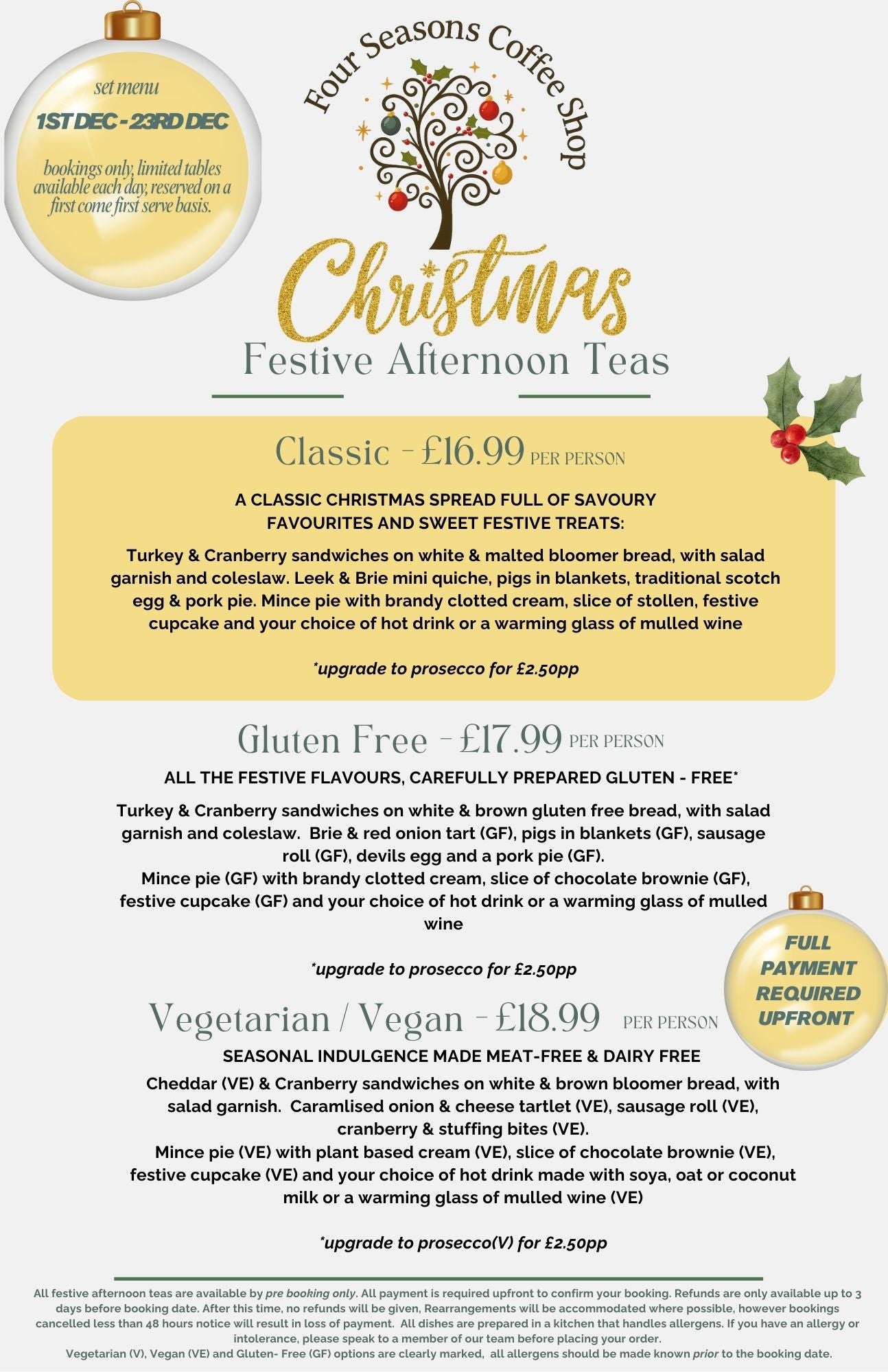 Festive Afternoon Tea - from £16.99 per person
